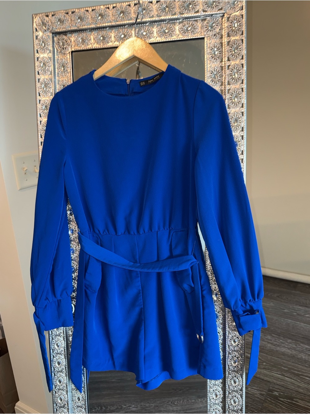 Zara Cobalt Blue Long Sleeve Belted Jumpsuit